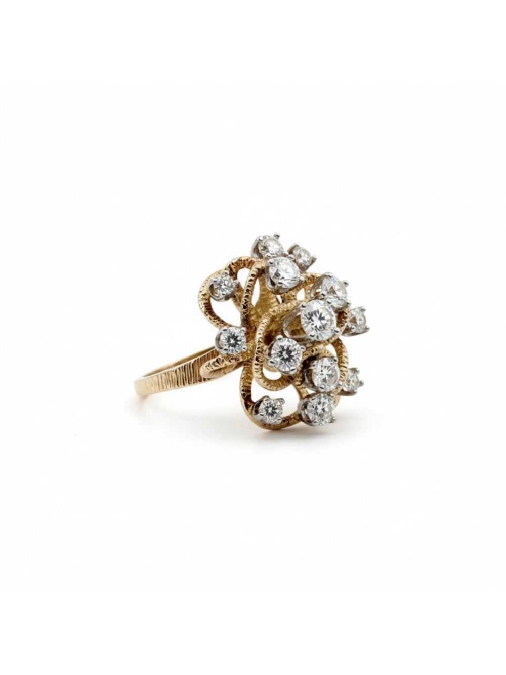Vintage Diamond Cluster Ring 14K Gold Size 6 Old European Cut 1.5CT Retro Modern - Picture 4 of 12